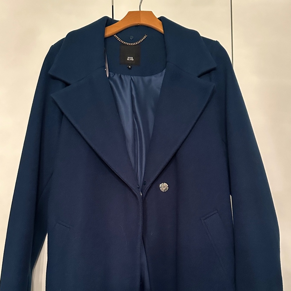 River Island Midnight Blue/teal  Overcoat